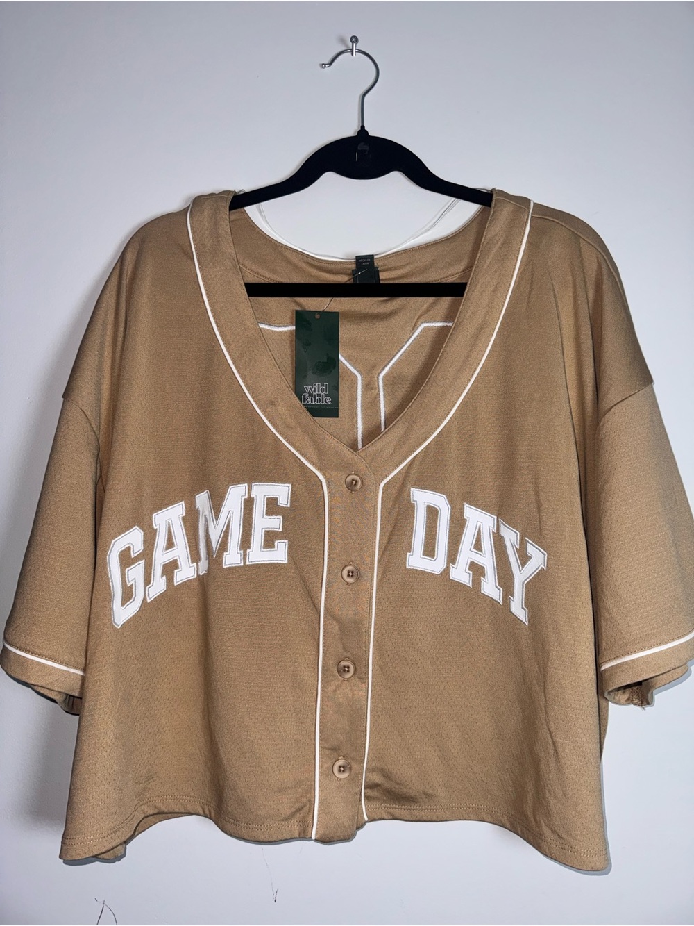 NWT Wild Fable Game Day Tan Brown Baseball Jersey XXL - Picture 1 of 4